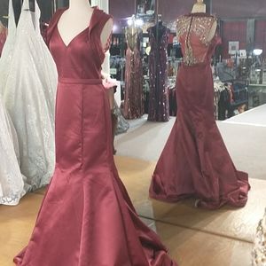 Rachel Allen formal gown color wine